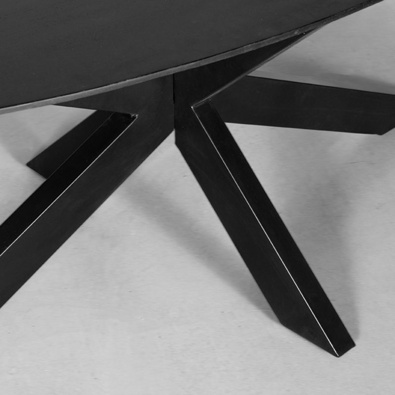 Table à manger noire en manguier, piétement métal - Image 3
