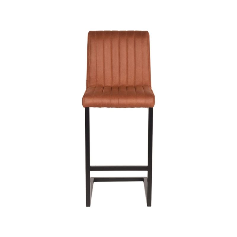 Tabouret de bar en microfibre cognac - Image 2