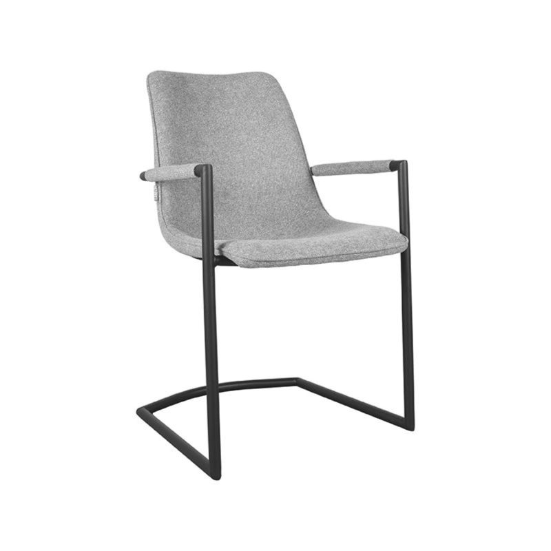 Chaise de salle à manger avec accoudoirs en tissé couleur gris zinc