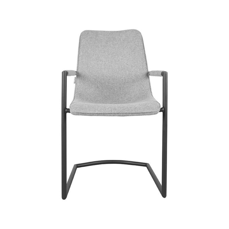 Chaise de salle à manger avec accoudoirs en tissé couleur gris zinc - Image 2