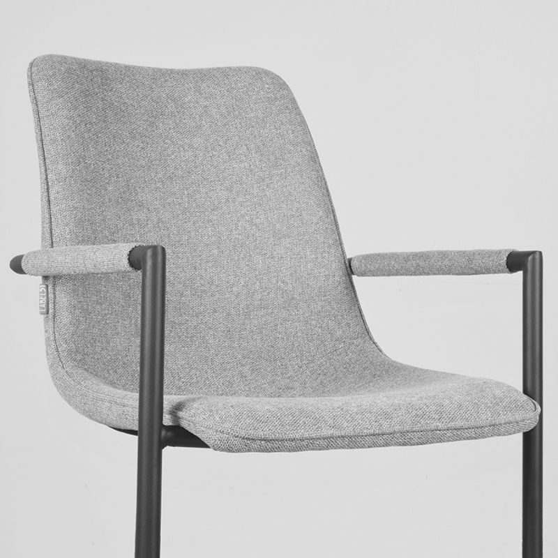 Chaise de salle à manger avec accoudoirs en tissé couleur gris zinc - Image 5