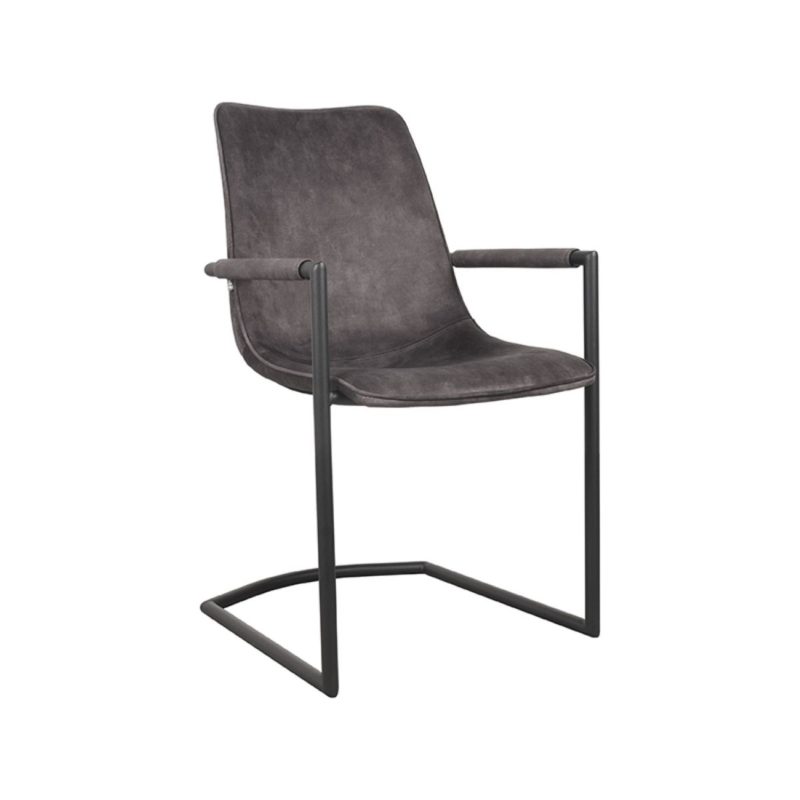 Chaise de salle à manger en tissu velours anthracite