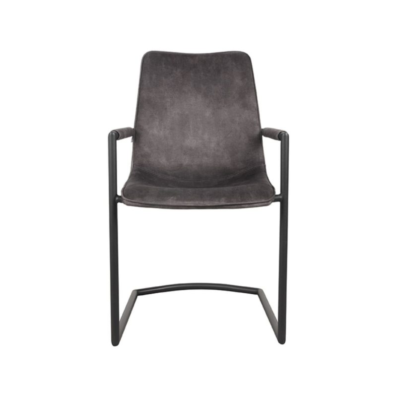 Chaise de salle à manger en tissu velours anthracite - Image 2