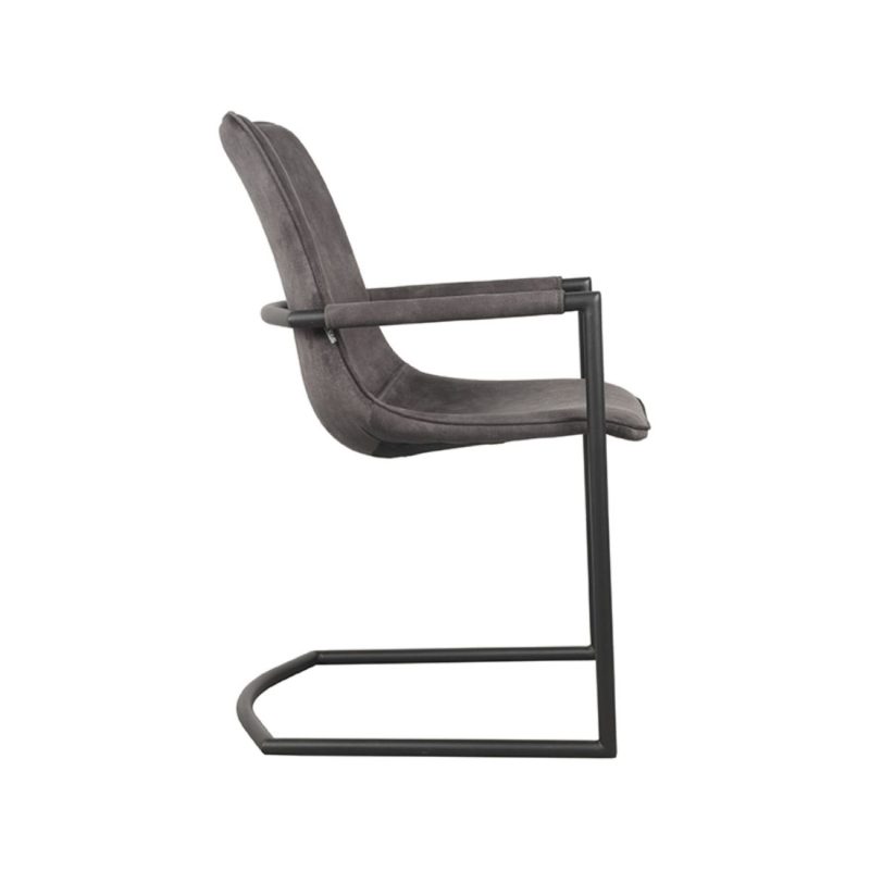 Chaise de salle à manger en tissu velours anthracite - Image 3