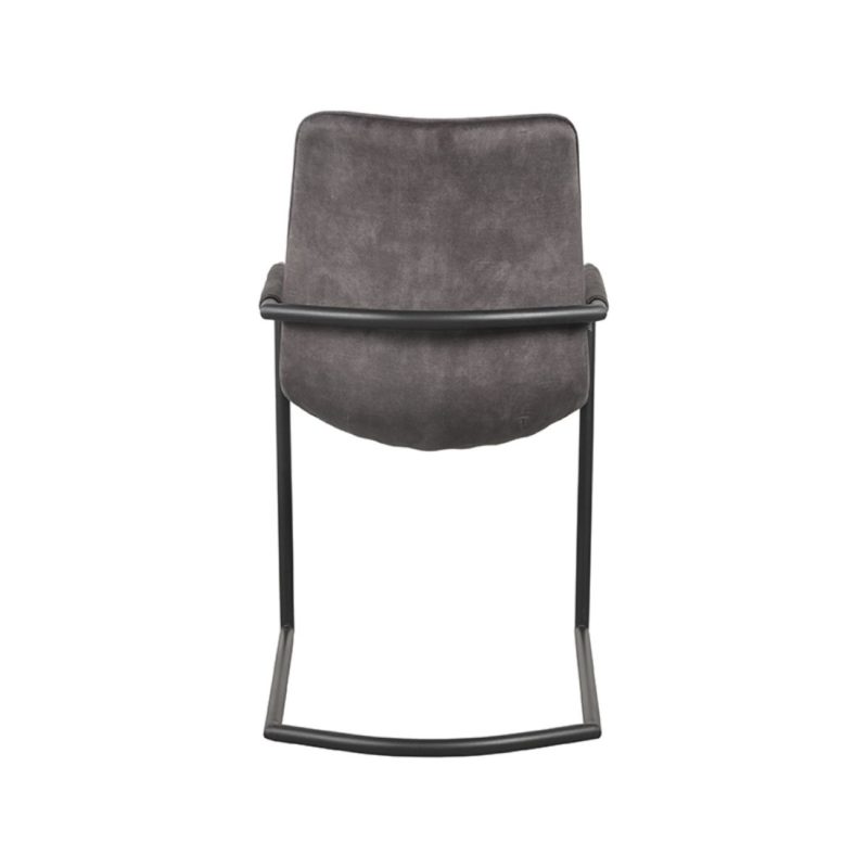Chaise de salle à manger en tissu velours anthracite - Image 4