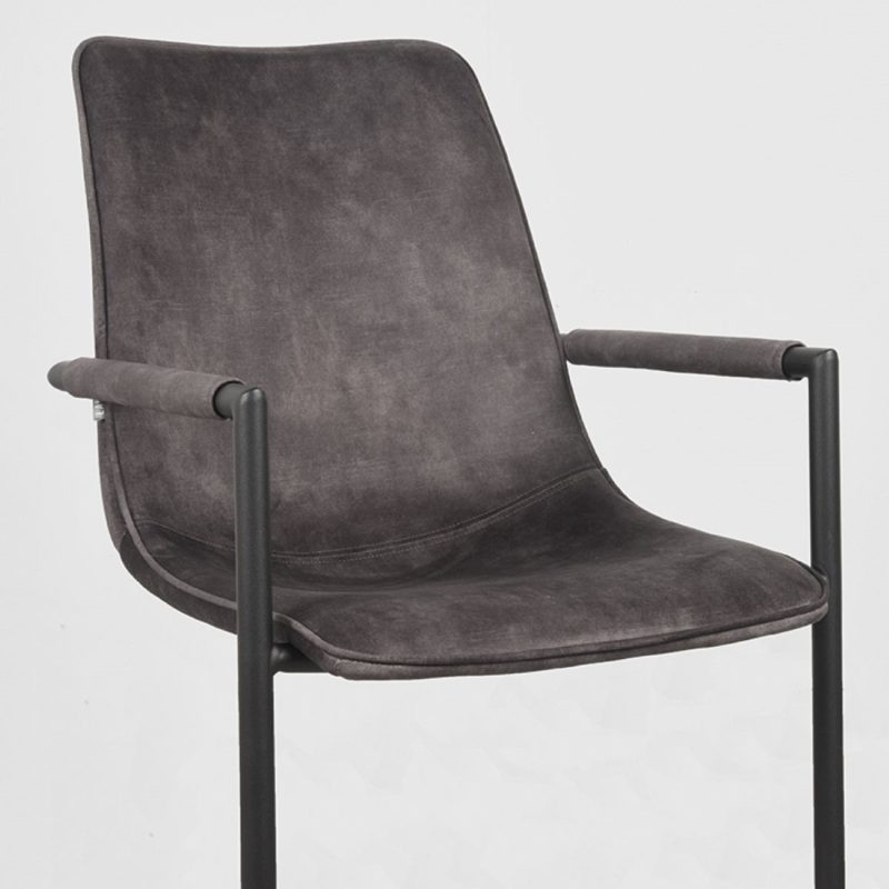 Chaise de salle à manger en tissu velours anthracite - Image 5