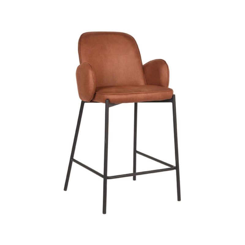 Tabouret de bar en microfibre cognac