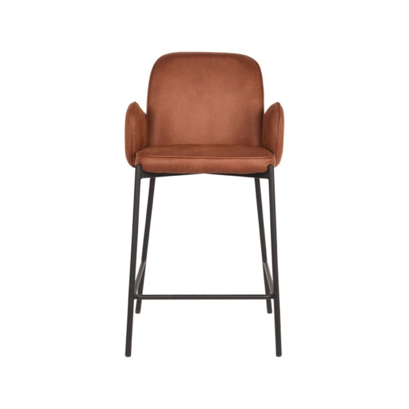 Tabouret de bar en microfibre cognac - Image 2