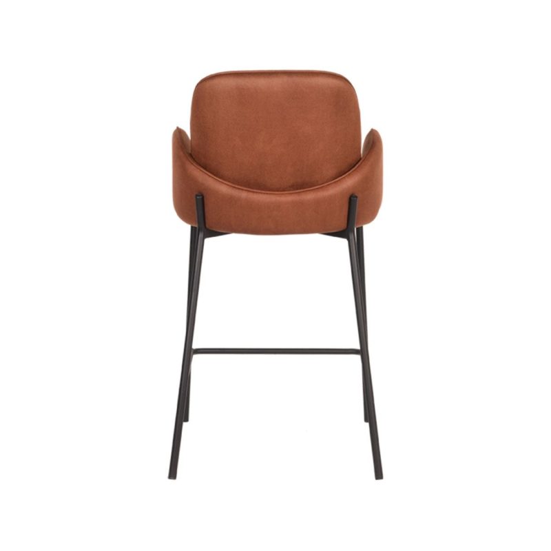 Tabouret de bar en microfibre cognac - Image 4