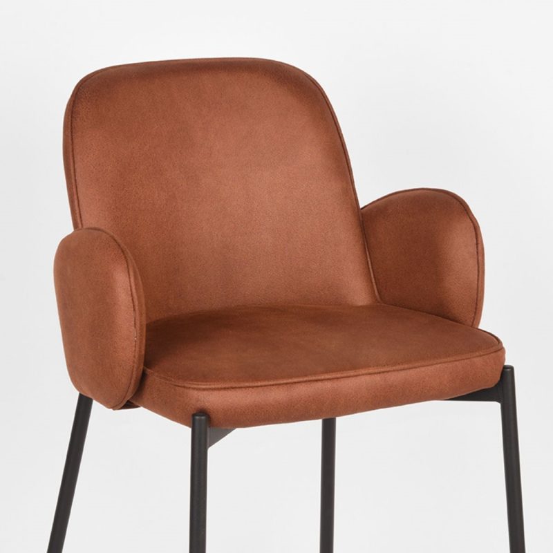 Tabouret de bar en microfibre cognac - Image 5