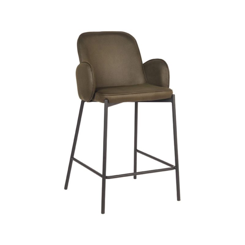 Tabouret de bar en microfibre vert mousse
