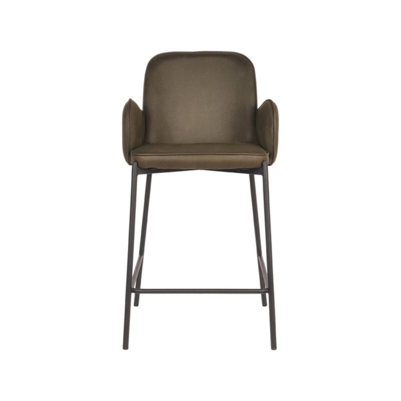 Tabouret de bar en microfibre vert mousse - Image 2