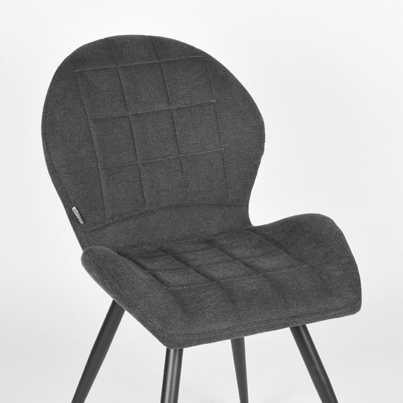 Chaise de salle à manger confortable en tissu tissé, couleur anthracite - Image 5