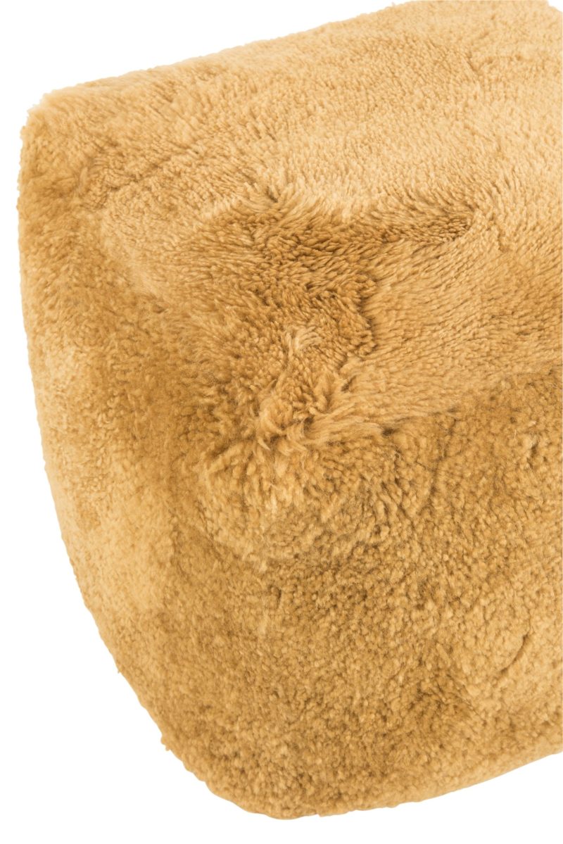 Pouf carre peau de mouton ocre - Image 2