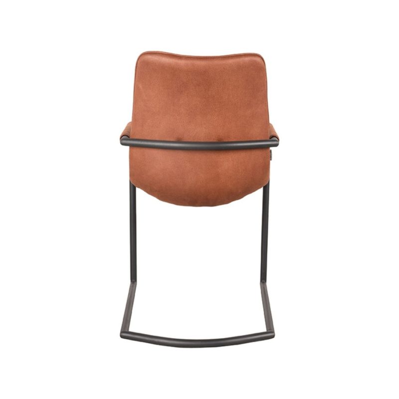 Chaise de salle à manger avec accoudoir, en microfibre cognac - Image 4