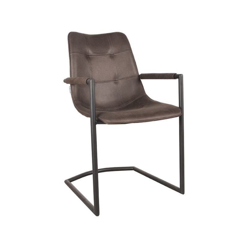 Chaise de salle à manger avec accoudoir, en microfibre anthracite