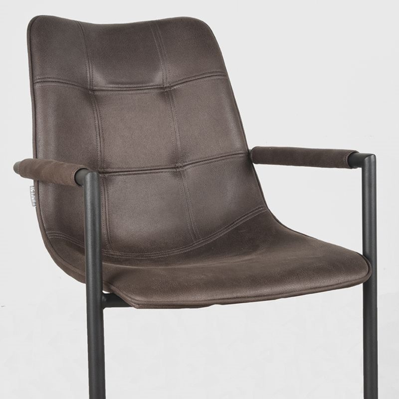 Chaise de salle à manger avec accoudoir, en microfibre anthracite - Image 5