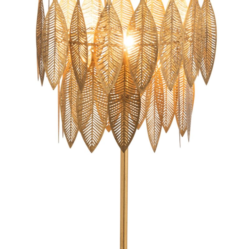 Lampe feuilles metal or