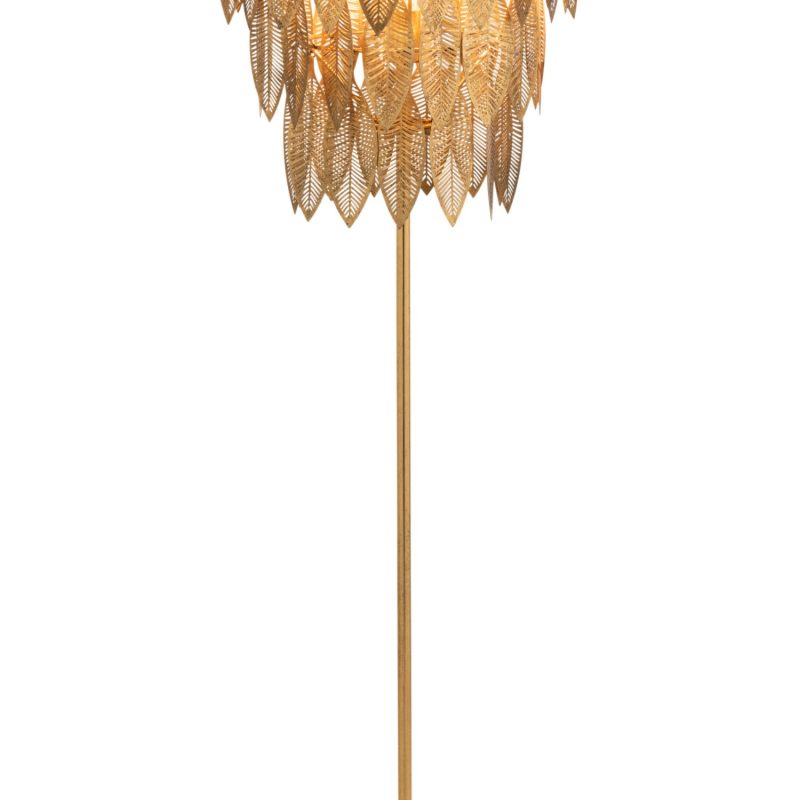 Lampe sur pied feuilles metal or