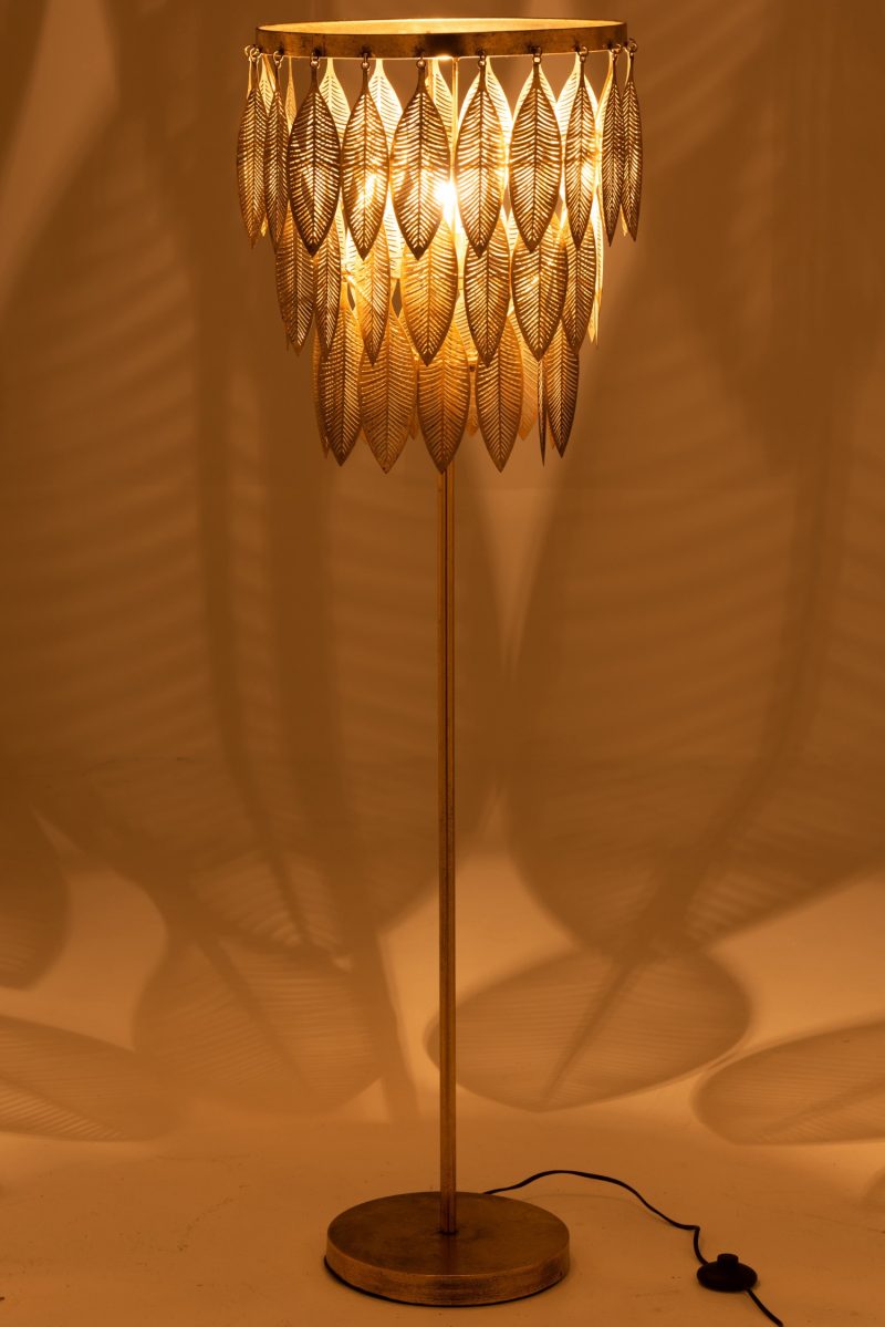 Lampe sur pied feuilles metal or - Image 2