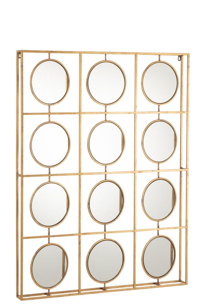 Decoration murale 12 miroirs met/ver or