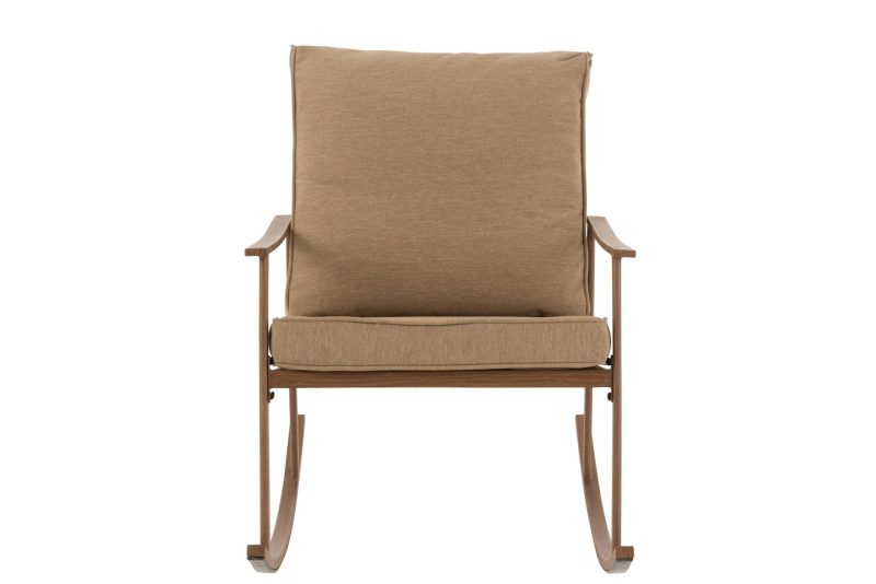 Chaise a bascule metal/textile beige/marron fonce - Image 2