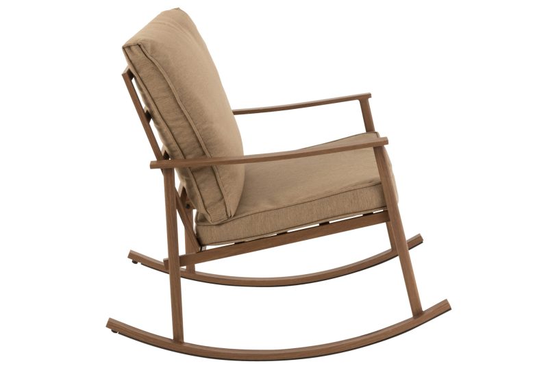 Chaise a bascule metal/textile beige/marron fonce - Image 3