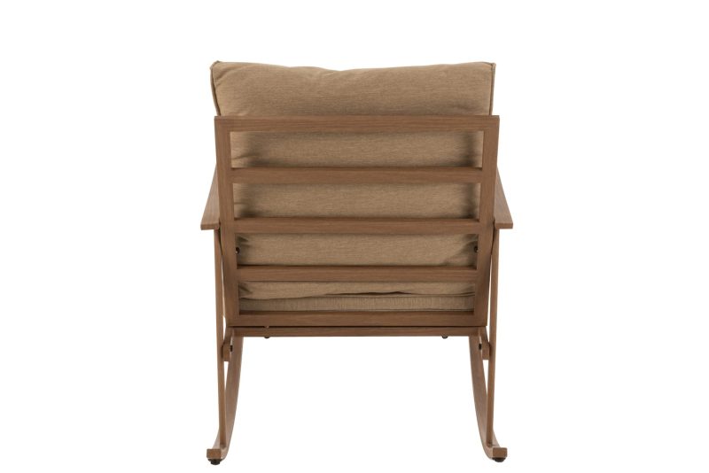 Chaise a bascule metal/textile beige/marron fonce - Image 4