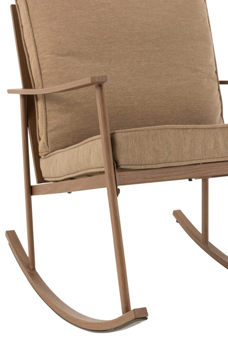 Chaise a bascule metal/textile beige/marron fonce - Image 5