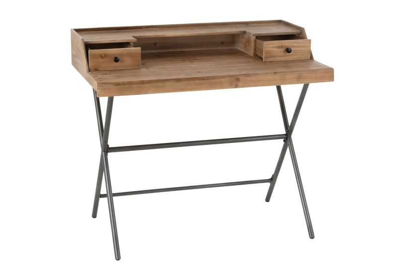 Bureau 2 rangements metal/bois marron