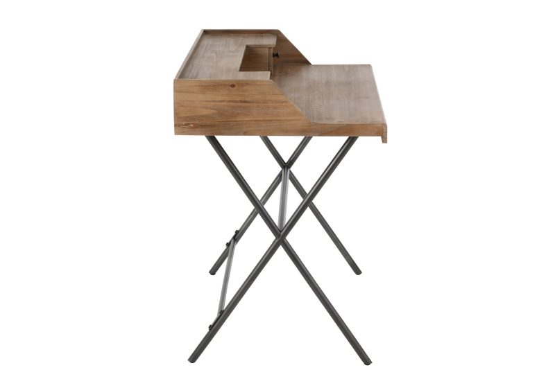 Bureau 2 rangements metal/bois marron - Image 2