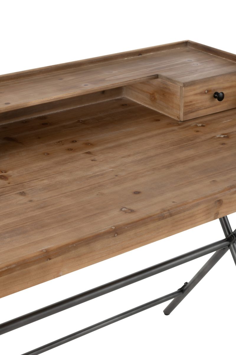 Bureau 2 rangements metal/bois marron - Image 3