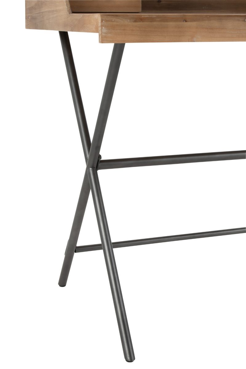 Bureau 2 rangements metal/bois marron - Image 5