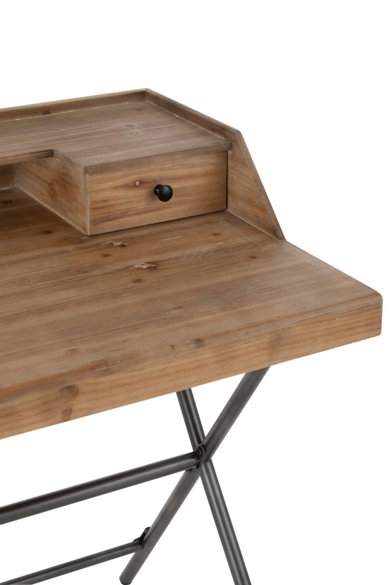Bureau 2 rangements metal/bois marron - Image 6