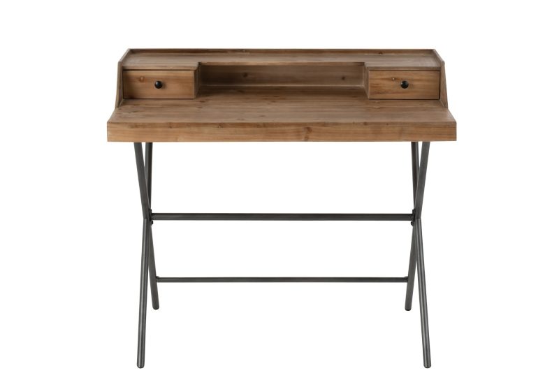 Bureau 2 rangements metal/bois marron - Image 7