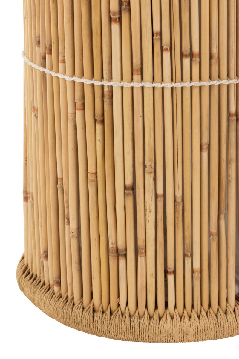 Set de 2 paniers cylindre bambou naturel/blanc - Image 2