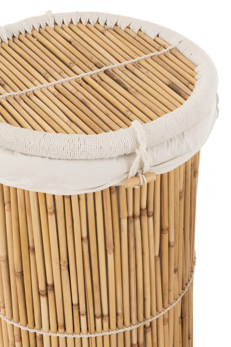 Set de 2 paniers cylindre bambou naturel/blanc - Image 3