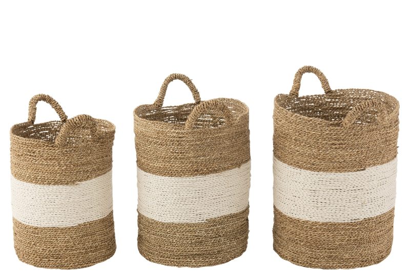 Set de 3 paniers zostere blanc/naturel - Image 2