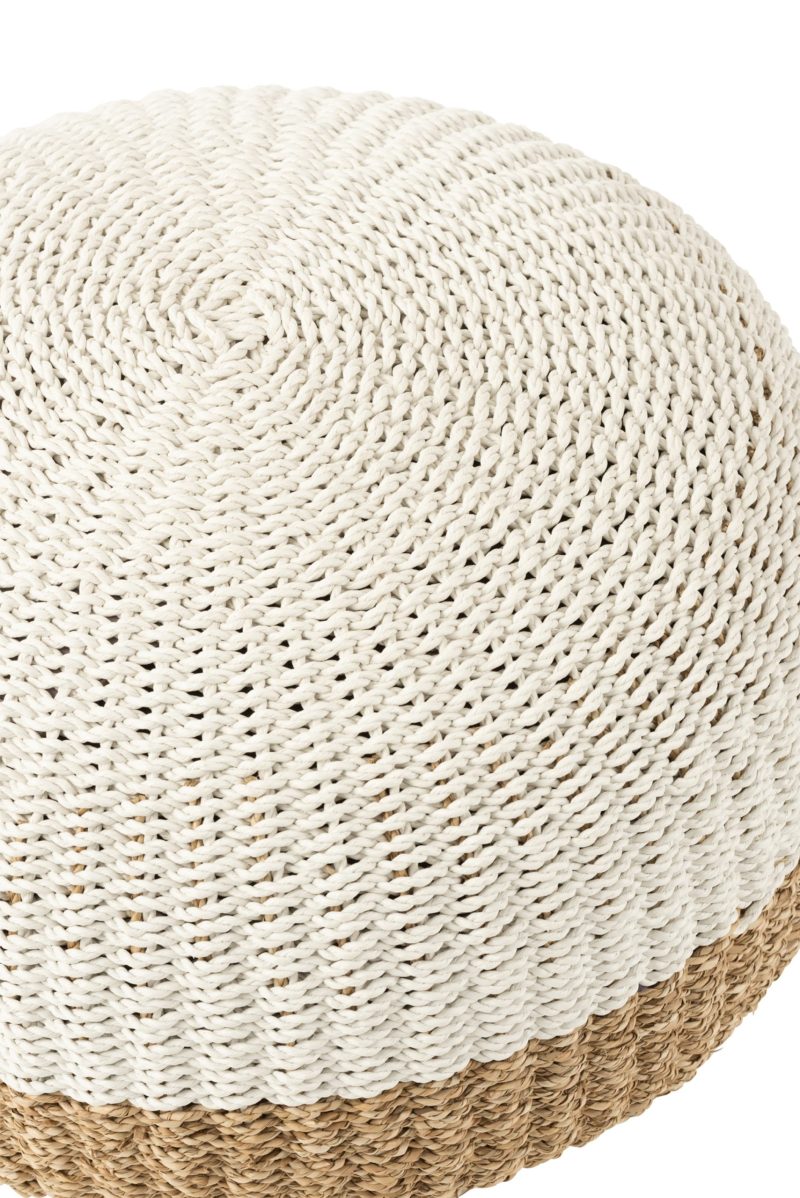 Pouf boule zostere blanc/naturel - Image 2