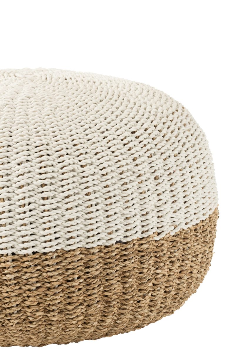Pouf boule zostere blanc/naturel - Image 3