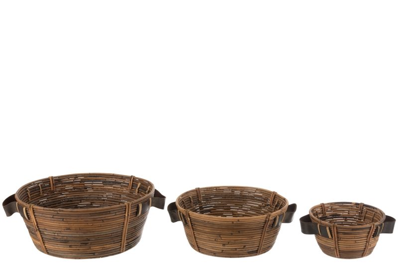Set de 3 plats + anse rotin marron - Image 2