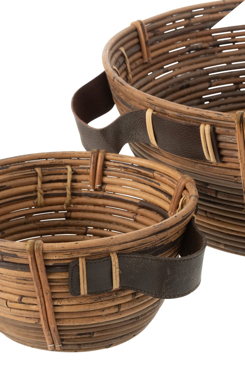 Set de 3 plats + anse rotin marron - Image 3