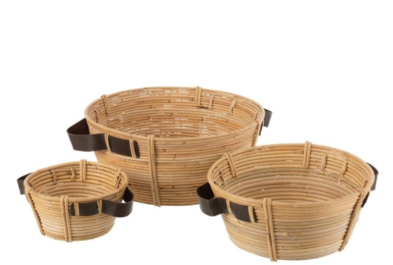 Set de 3 plats + anse rotin naturel