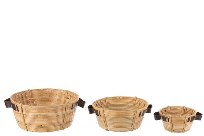Set de 3 plats + anse rotin naturel - Image 2