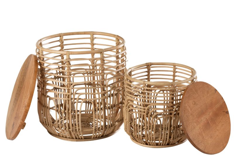 Set de 2 tables gigognes ellen rotin naturel - Image 2
