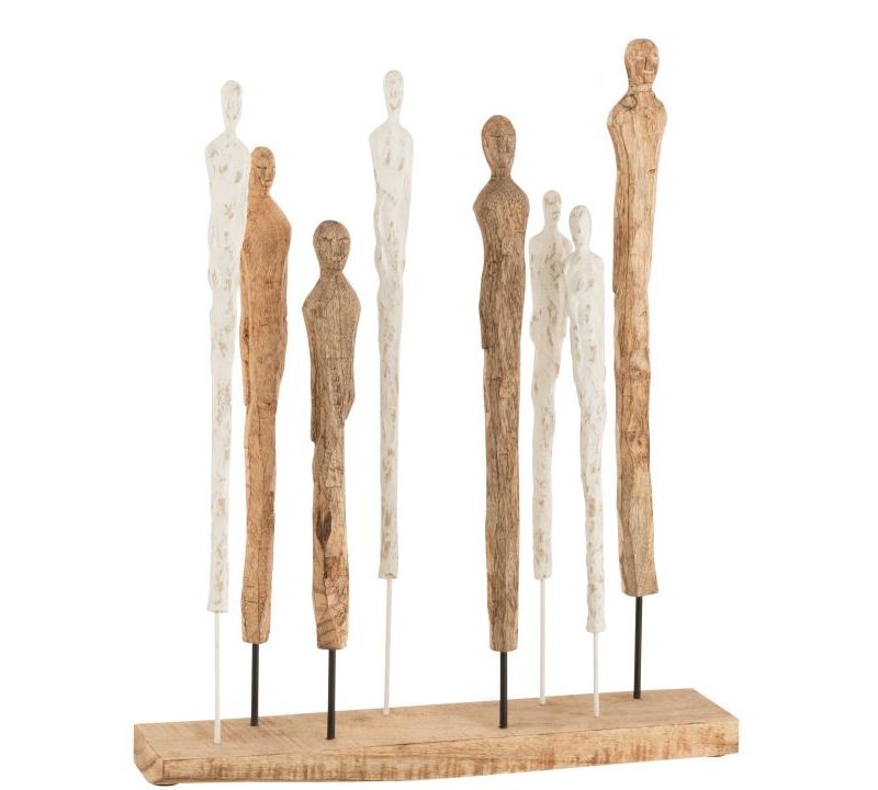 Figurines 8 minces manguier/aluminium blanc/naturel