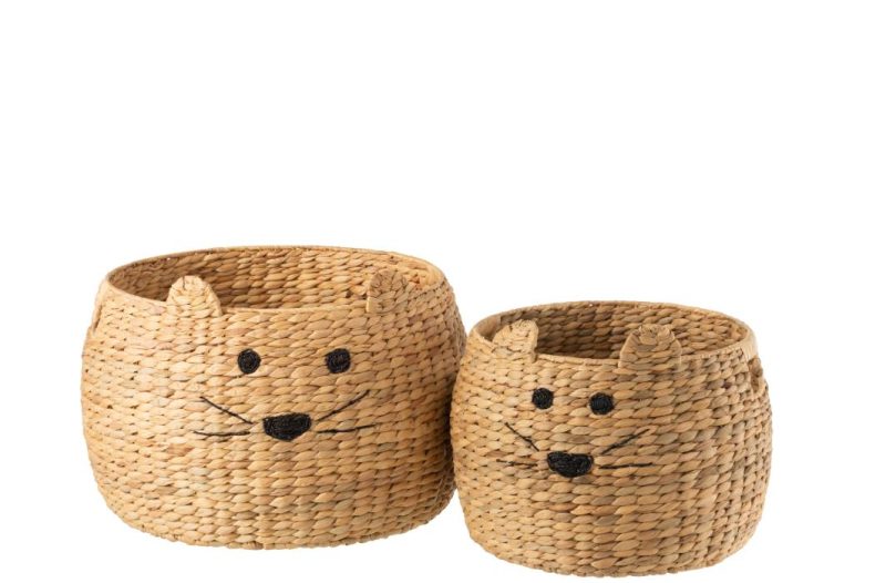 Set de 2 paniers chat jacinthe d'eau naturel