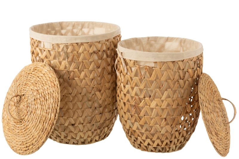 Set de 2 paniers a linge jacinthe d'eau naturel - Image 2
