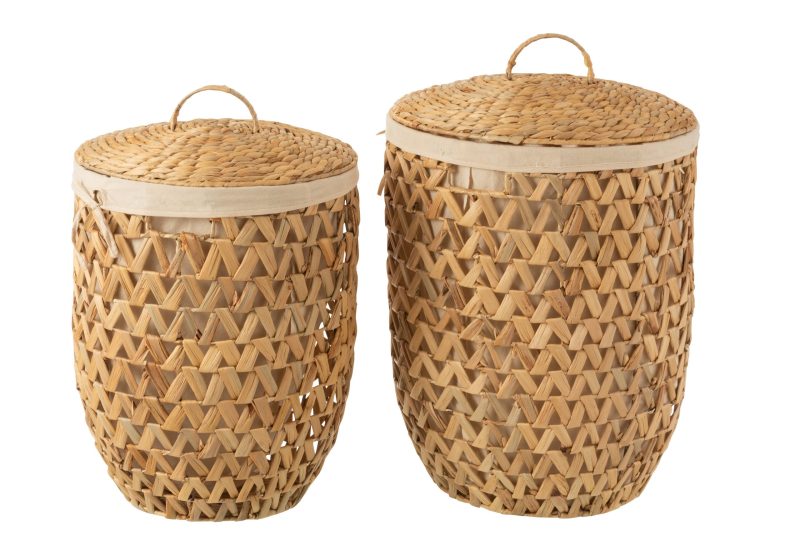 Set de 2 paniers a linge jacinthe d'eau naturel - Image 3
