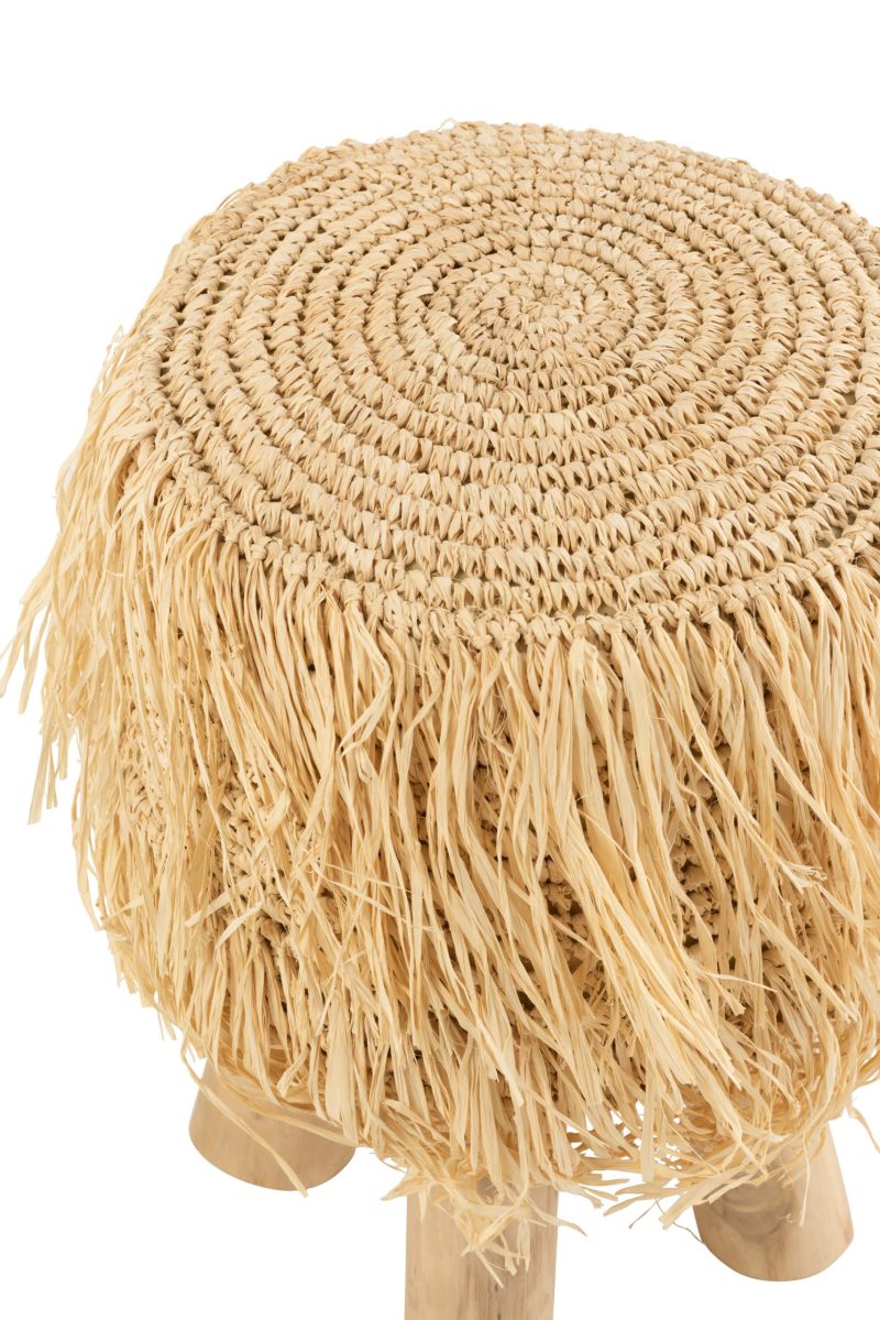Tabouret alex raphia/teck naturel - Image 3